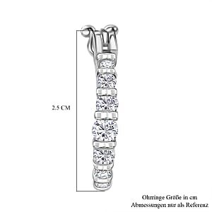 Moissanite Hoop 1.25 ctw Earrings in Rhodium Over Sterling Silver