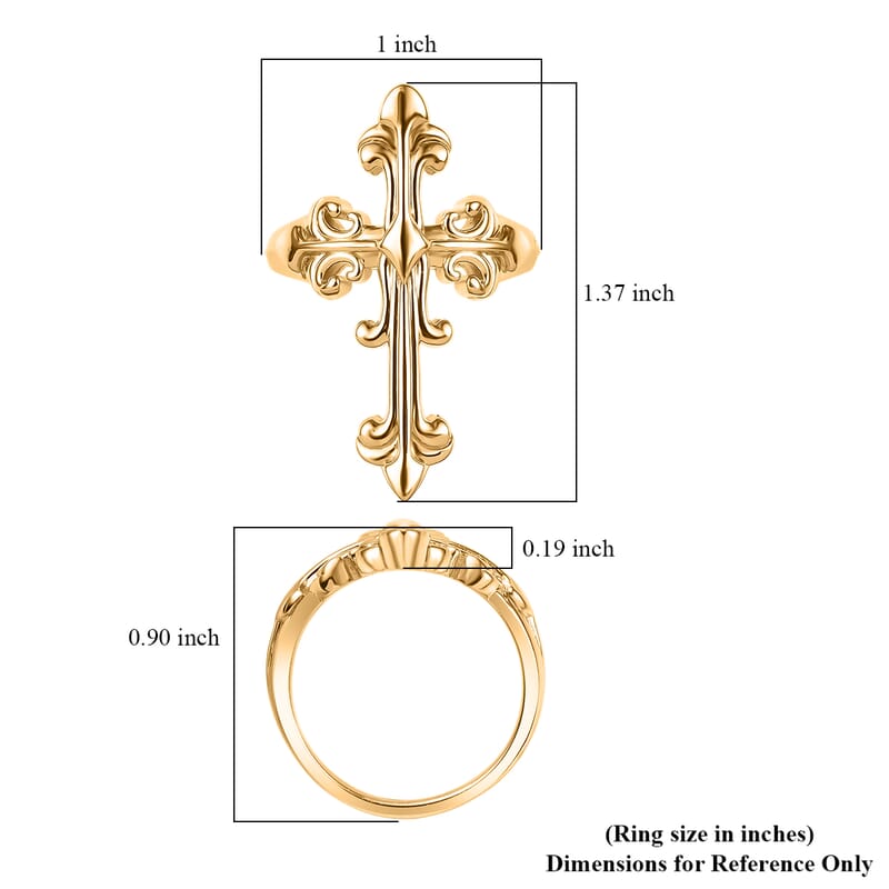 Karis Royal Fleur Cross Men's Ring in 18K YG Plated (Size 10.0)