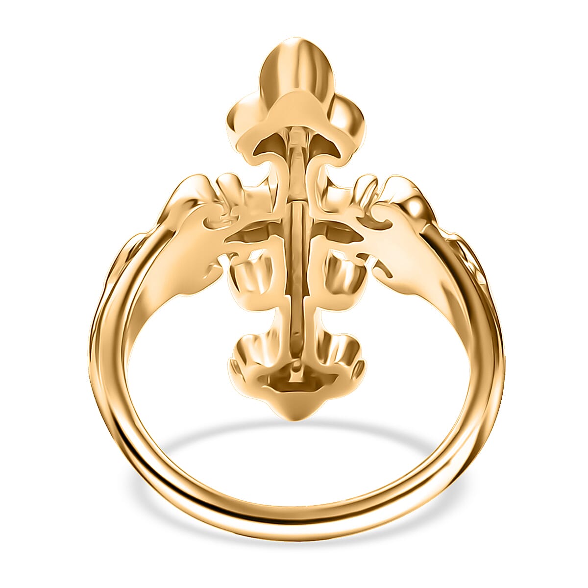 Karis Royal Fleur Cross Men's Ring in 18K YG Plated (Size 12.0)