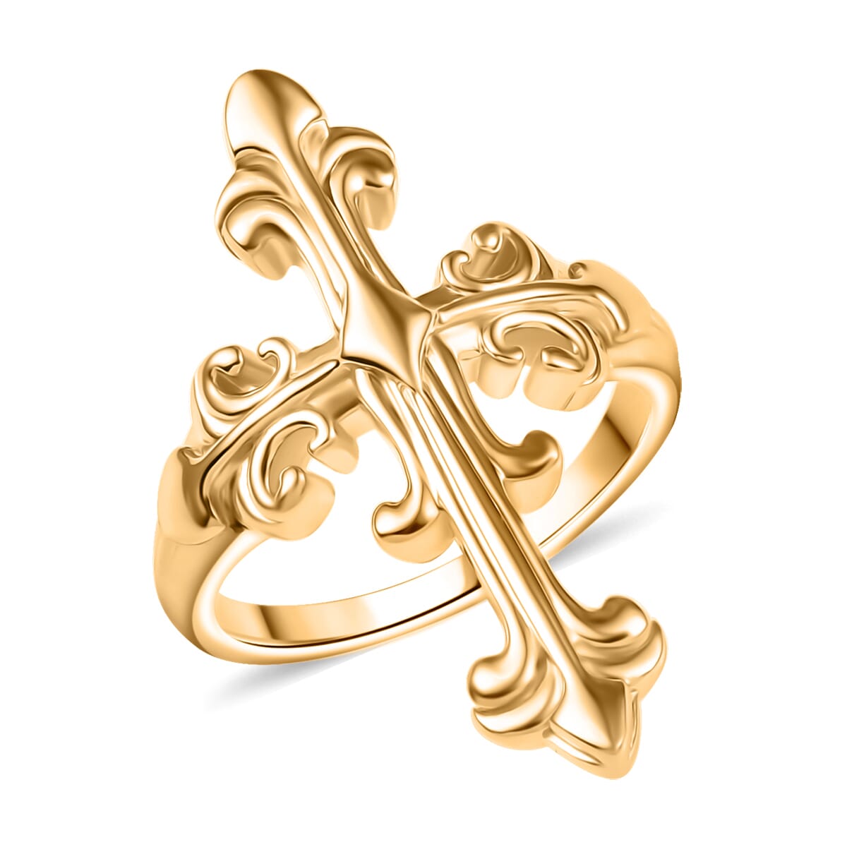 Karis Royal Fleur Cross Men's Ring in 18K YG Plated (Size 13.0) image number 0