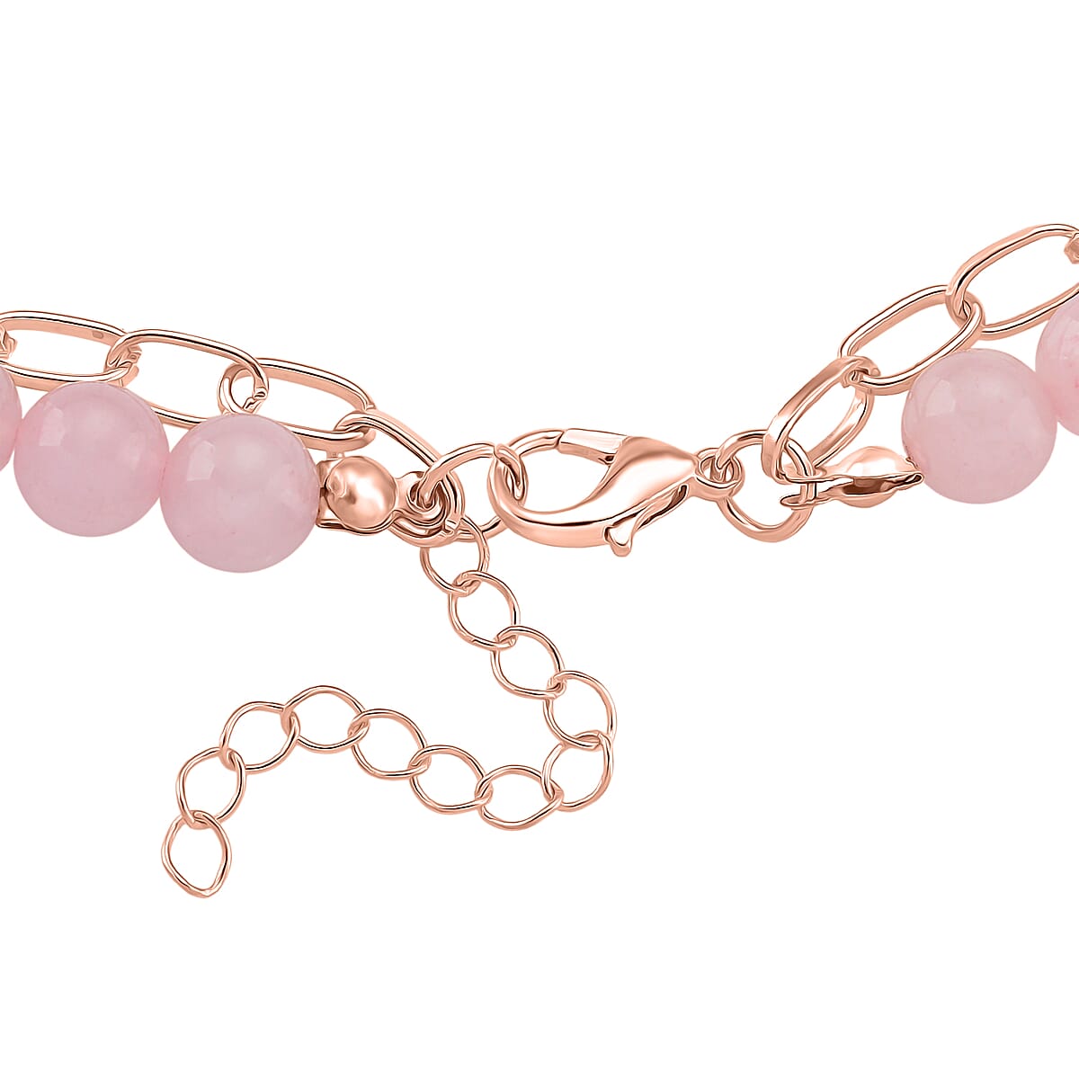 Galilea Rose Quartz 250.00 ctw Drop Pendant with Beaded and Paper Clip Chain Necklace 18-20 Inches in Rosetone image number 4