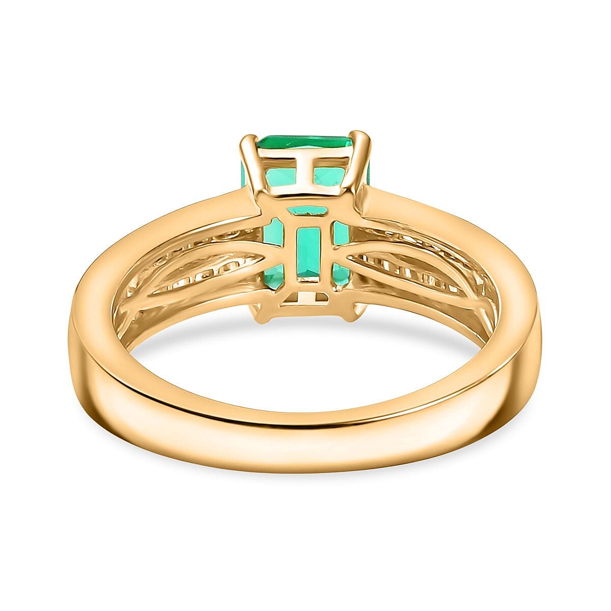 Socoto Emerald and White Diamond 1.95 ctw Ring in 18K Vermeil Yellow Gold Over Sterling Silver (Size 9.0)
