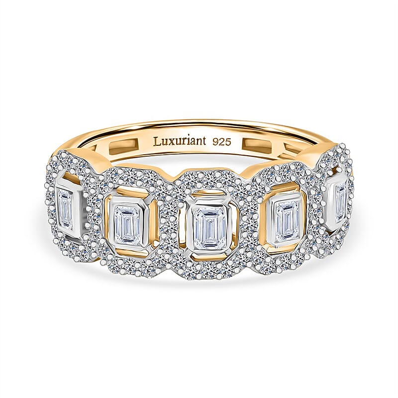 Luxuriant Lab Grown Diamond G-H SI 1.00 ctw Ring in 18K Vermeil Yellow Gold Over Sterling Silver (Size 9.0)