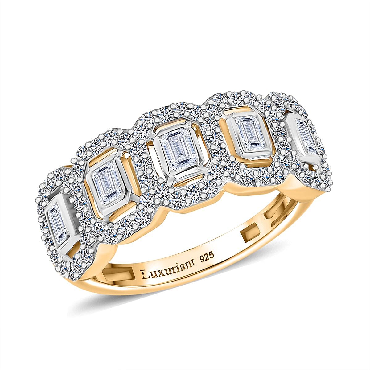 Luxuriant Lab Grown Diamond G-H SI 1.00 ctw Ring in 18K Vermeil Yellow Gold Over Sterling Silver (Size 9.0)
