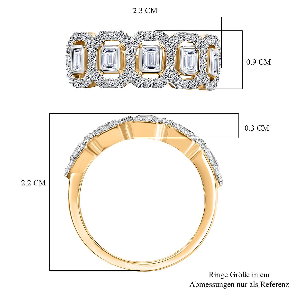 Luxuriant Lab Grown Diamond G-H SI 1.00 ctw Ring in 18K Vermeil Yellow Gold Over Sterling Silver (Size 9.0)