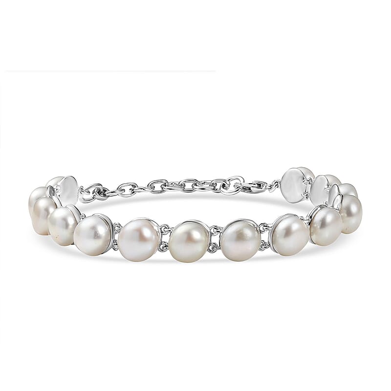 EverTrue Freshwater Pearl Glow of Lunar Light Bracelet in Platinum Bond (6.50-8.0In)