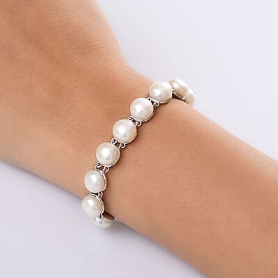 EverTrue Freshwater Pearl Glow of Lunar Light Bracelet in Platinum Bond (6.50-8.0In)
