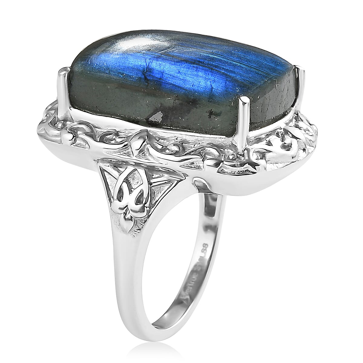 EverTrue Malagasy Labradorite 19.00 ctw Ring in Stainless Steel (Size 5.0) image number 3