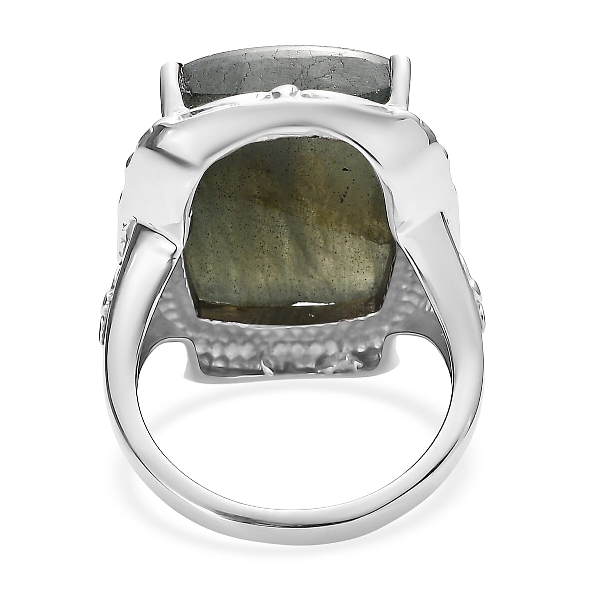 EverTrue Malagasy Labradorite 19.00 ctw Ring in Stainless Steel (Size 5.0) image number 4