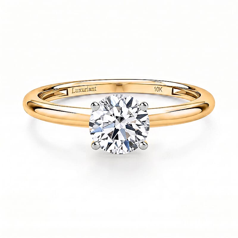 IGI Certified Luxuriant Lab Grown Diamond E-F VS 1.00 ctw Solitaire Ring in 10K Yellow Gold (Size 10) 1