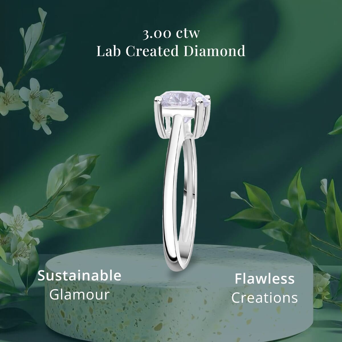 IGI Certified Luxuriant Lab Grown Diamond E-F VS Solitaire Ring in 10K White Gold (Size 10.0) 3.00 ctw image number 4