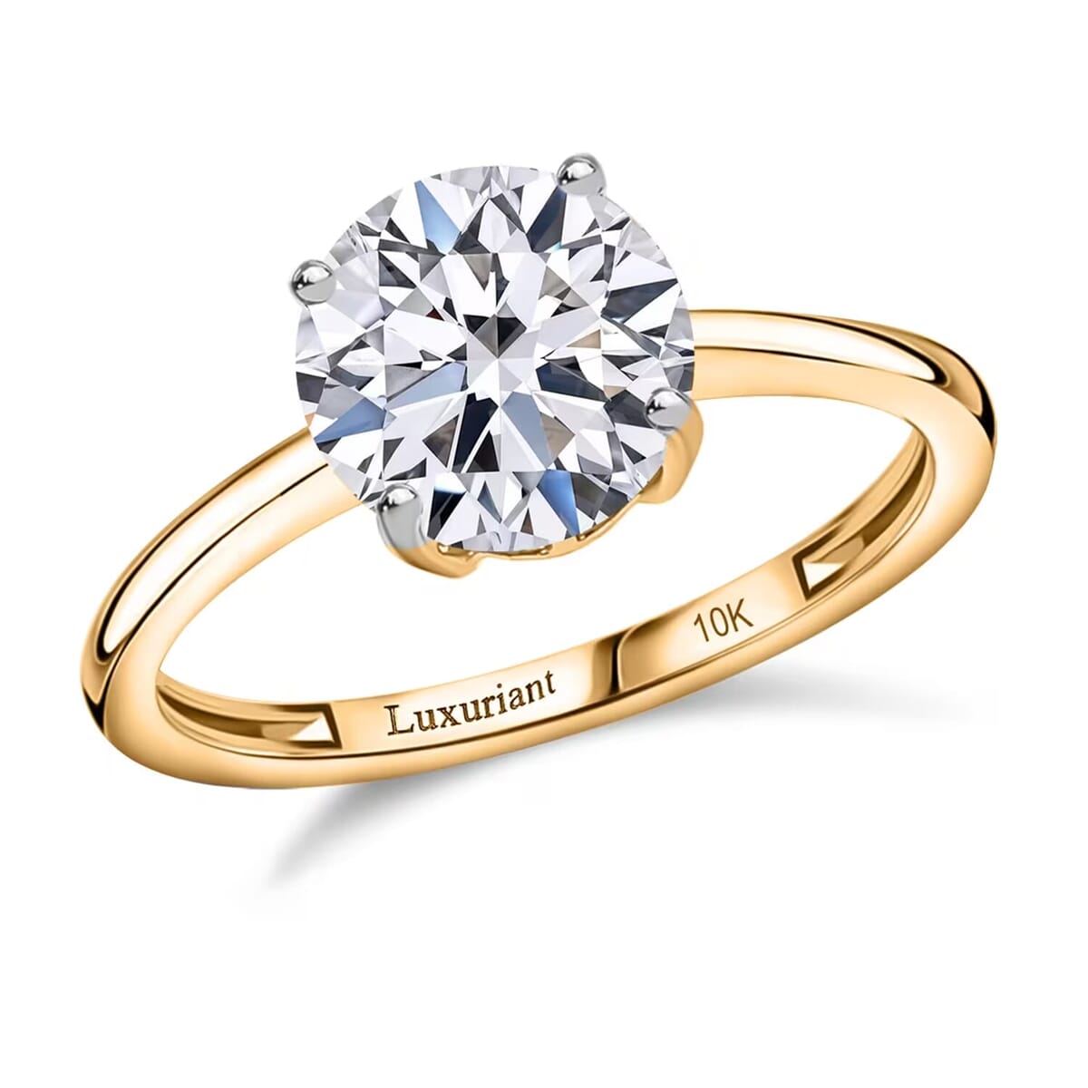 IGI Certified Luxuriant Lab Grown Diamond E-F VS 3.00 ctw Solitaire Ring in 10K Yellow Gold (Size 10.0) image number 0