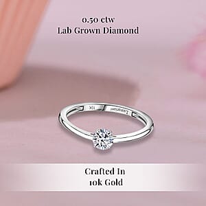 Luxuriant Lab Grown Diamond E-F VS 0.50 ctw Solitaire Ring in 10K White Gold (Size 10) 0 (Del. in 10-12 Days)