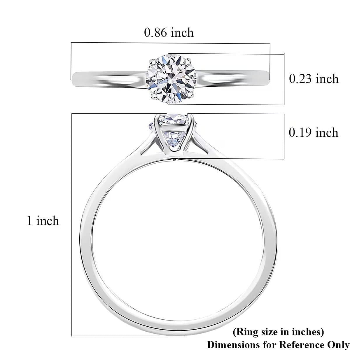 Luxuriant Lab Grown Diamond E-F VS 0.50 ctw Solitaire Ring in 10K White Gold (Size 10) 0 image number 8