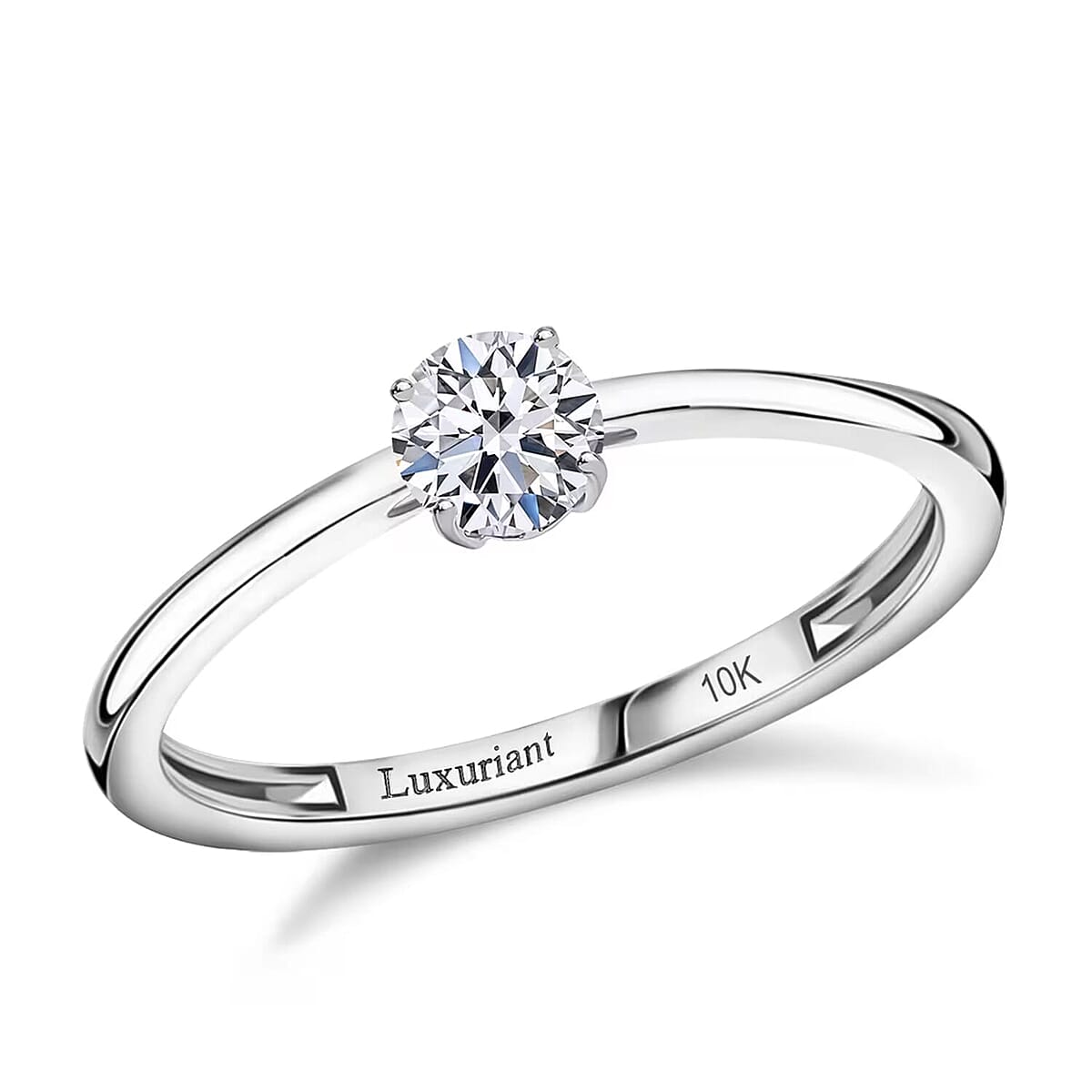 Luxuriant Lab Grown Diamond E-F VS 0.50 ctw Solitaire Ring in 10K White Gold (Size 8.5) (Del. in 10-12 Days) image number 0