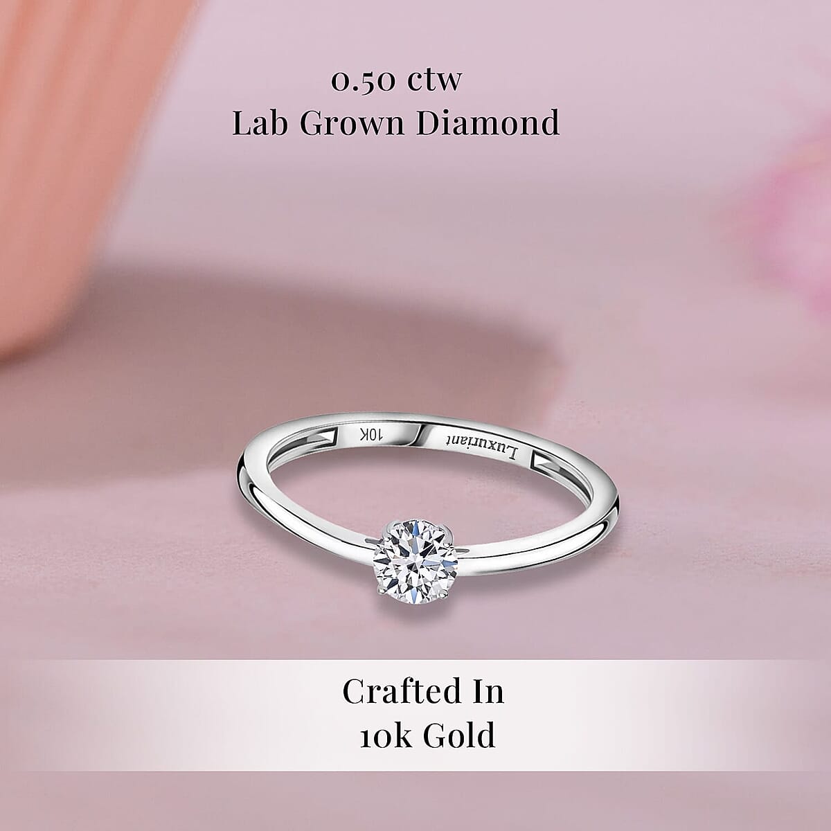 Luxuriant Lab Grown Diamond E-F VS 0.50 ctw Solitaire Ring in 10K White Gold (Size 8.5) (Del. in 10-12 Days) image number 2