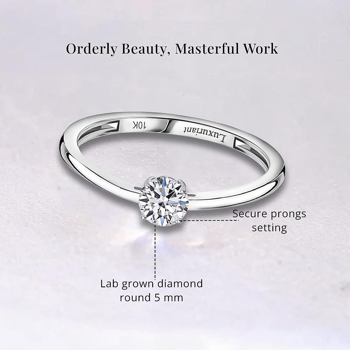 Luxuriant Lab Grown Diamond E-F VS 0.50 ctw Solitaire Ring in 10K White Gold (Size 8.5) (Del. in 10-12 Days) image number 5