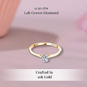 Luxuriant Lab Grown Diamond E-F VS 0.50 ctw Solitaire Ring in 10K Yellow Gold (Size 12.0) (Del. in 10-12 Days)
