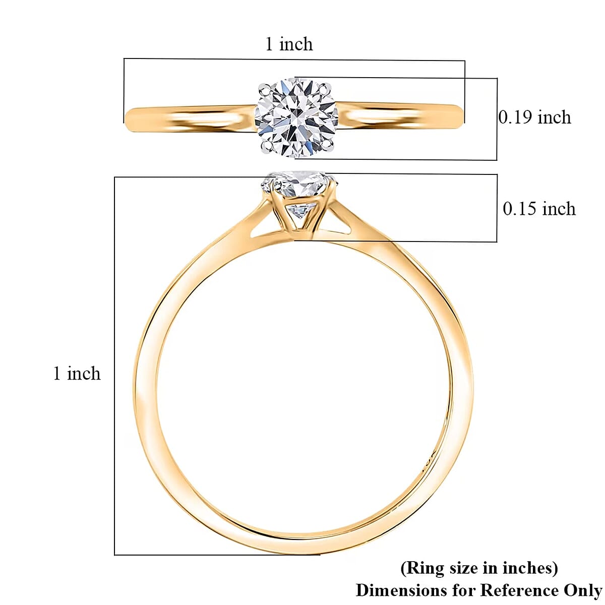 Luxuriant Lab Grown Diamond E-F VS 0.50 ctw Solitaire Ring in 10K Yellow Gold (Size 12.0) (Del. in 10-12 Days) image number 8