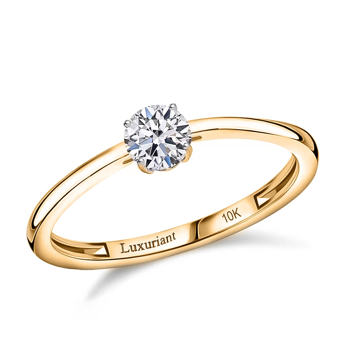 Luxuriant Lab Grown Diamond E-F VS 0.50 ctw Solitaire Ring in 10K Yellow Gold (Size 4.5) image number 0