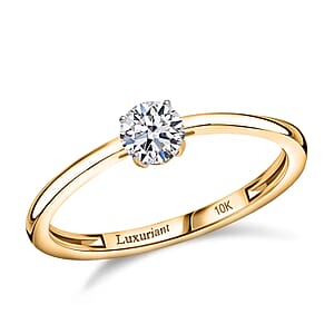 Luxuriant Lab Grown Diamond E-F VS 0.50 ctw Solitaire Ring in 10K Yellow Gold (Size 4.5)