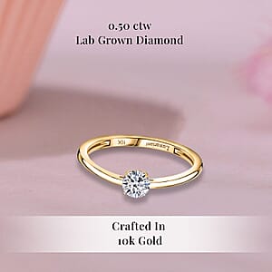 Luxuriant Lab Grown Diamond E-F VS 0.50 ctw Solitaire Ring in 10K Yellow Gold (Size 4.5)