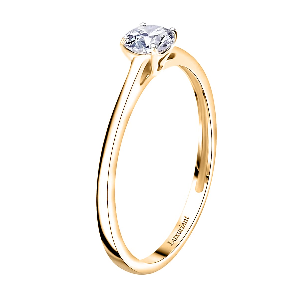 Luxuriant Lab Grown Diamond E-F VS 0.50 ctw Solitaire Ring in 10K Yellow Gold (Size 4.5) image number 8