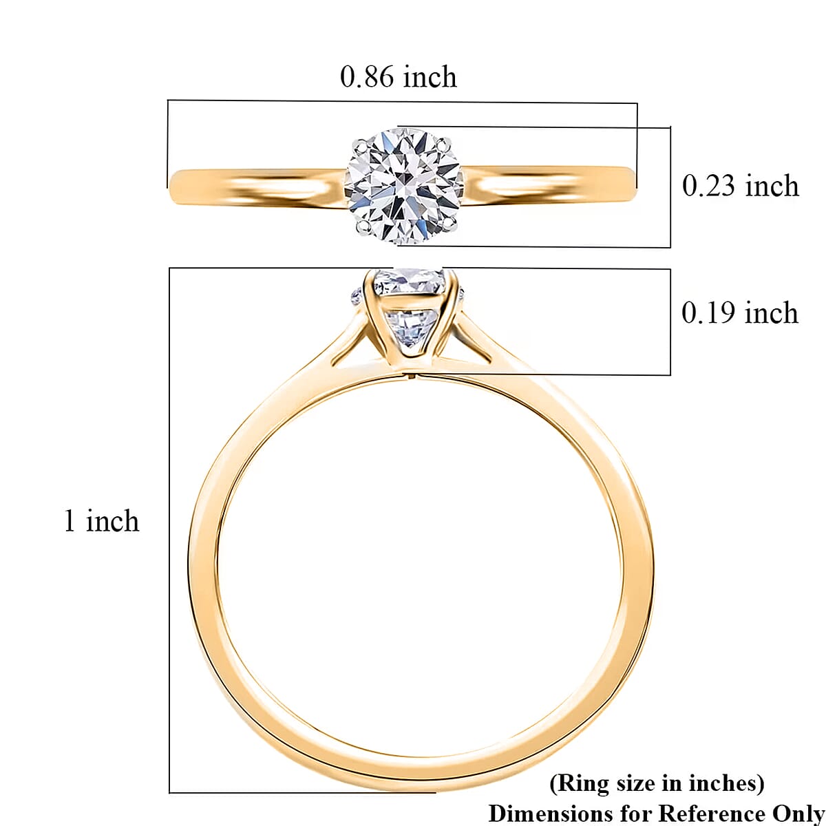 Luxuriant Lab Grown Diamond E-F VS 0.50 ctw Solitaire Ring in 10K Yellow Gold (Size 4.5) image number 9