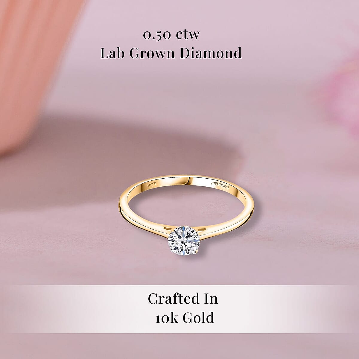 Luxuriant Lab Grown Diamond E-F VS 0.50 ctw Solitaire Ring in 10K Yellow Gold (Size 5.0) (Del. in 10-12 Days) image number 2