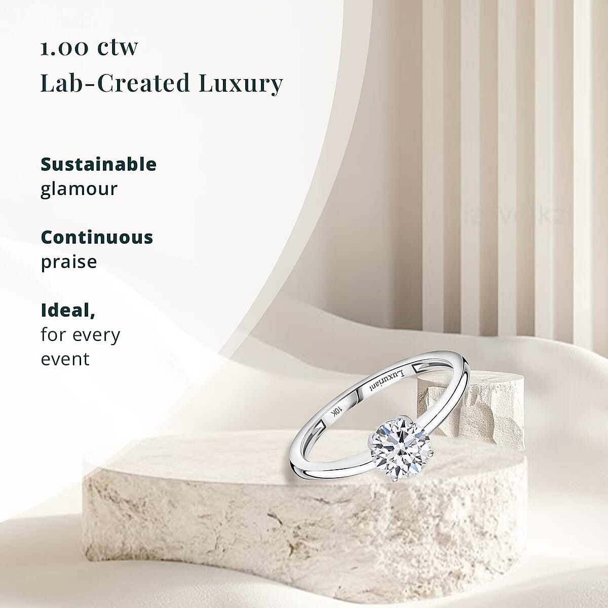 IGI Certified Luxuriant Lab Grown Diamond E-F VS 1.00 ctw Solitaire Ring in 10K White Gold (Size 6.0) (Del. in 10-12 Days) image number 2