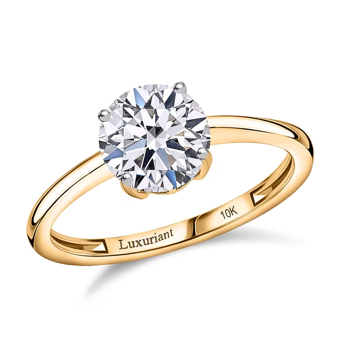 IGI Certified Luxuriant Lab Grown Diamond E-F VS 2.00 ctw Solitaire Ring in 10K Yellow Gold (Size 4.0) (Del. in 10-12 Days) image number 0