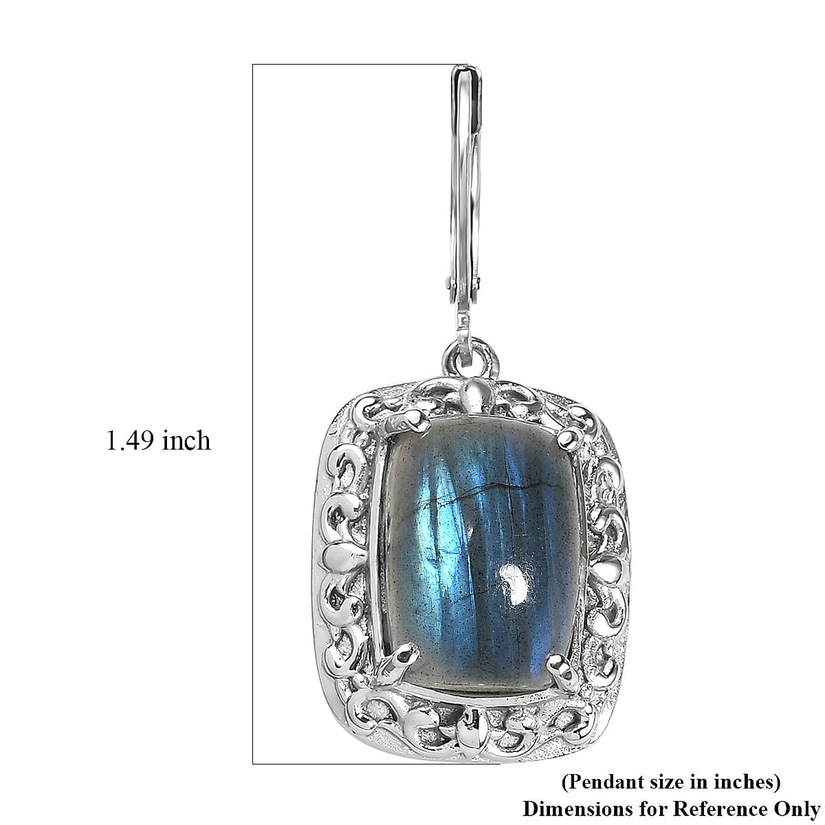 Malagasy Labradorite 16.15 ctw Lever Back Earrings in Stainless Steel image number 6
