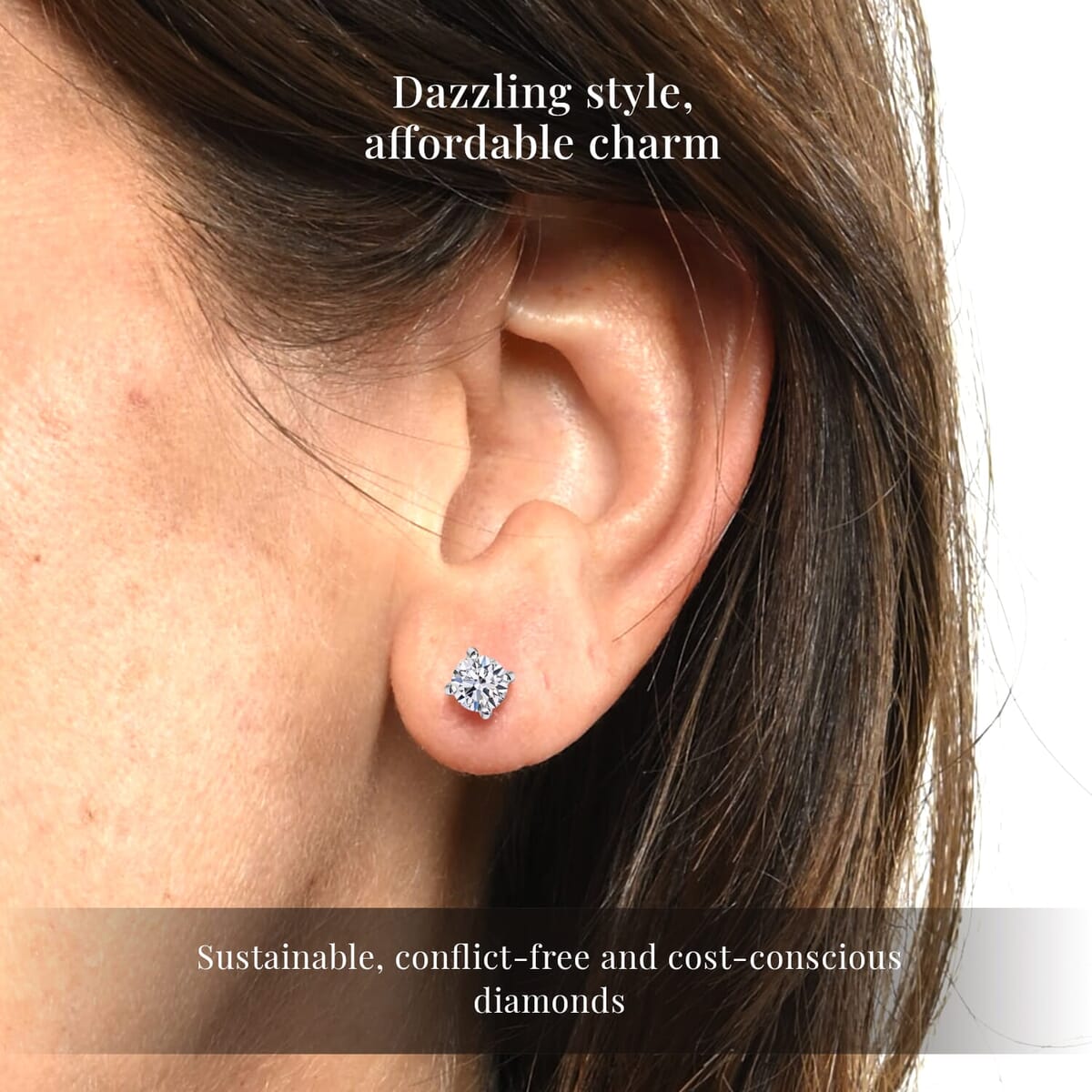 Luxuriant Lab Grown Diamond E-F VS 0.50 ctw Solitaire Stud Earrings in 10K White Gold image number 1