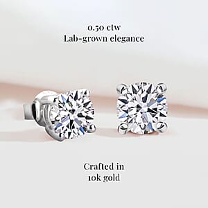 Luxuriant Lab Grown Diamond E-F VS 0.50 ctw Solitaire Stud Earrings in 10K White Gold (Del. in 10-12 Days)