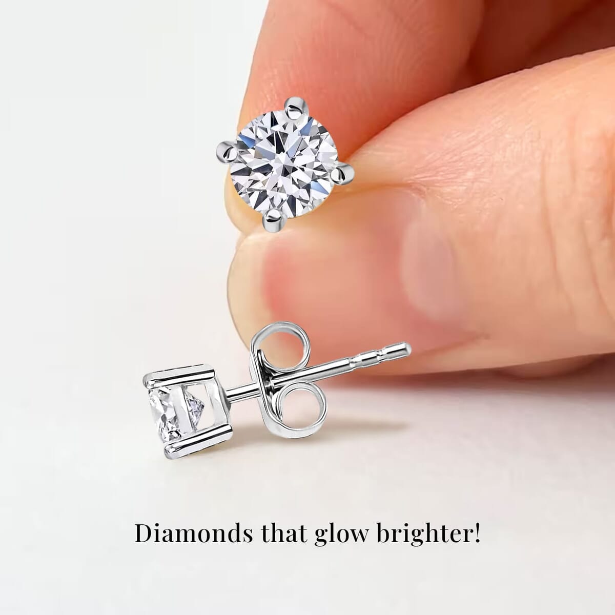 Luxuriant Lab Grown Diamond E-F VS 0.50 ctw Solitaire Stud Earrings in 10K White Gold image number 4