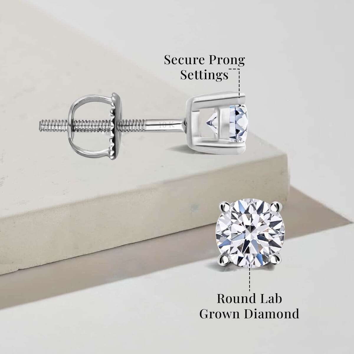 Luxuriant Lab Grown Diamond E-F VS 0.50 ctw Solitaire Stud Earrings in 10K White Gold image number 5