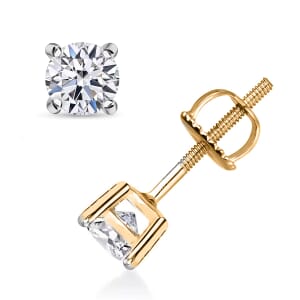 Luxuriant Lab Grown Diamond E-F VS 0.50 ctw Solitaire Stud Earrings in 10K Yellow Gold