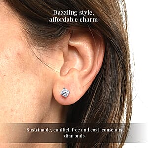 Luxuriant Lab Grown Diamond E-F VS 0.50 ctw Solitaire Stud Earrings in 10K Yellow Gold (Del. in 10-12 Days)