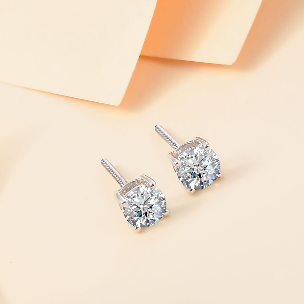 IGI Certified Luxuriant Lab Grown Diamond E-F VS 1.00 ctw Solitaire Stud Earrings in 10K White Gold image number 1