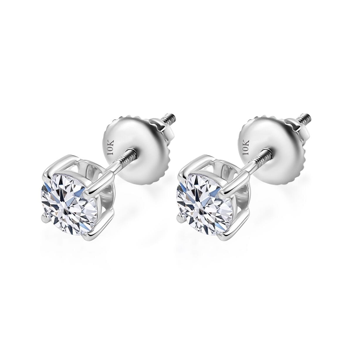 IGI Certified Luxuriant Lab Grown Diamond E-F VS 1.00 ctw Solitaire Stud Earrings in 10K White Gold image number 4