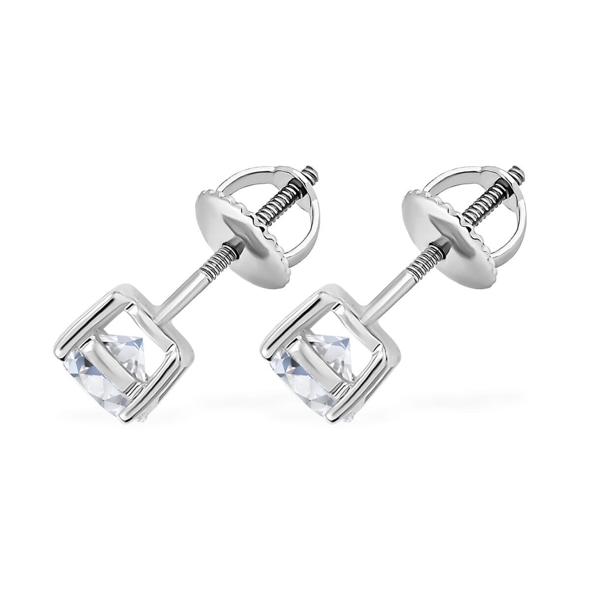 IGI Certified Luxuriant Lab Grown Diamond E-F VS 1.00 ctw Solitaire Stud Earrings in 10K White Gold image number 5
