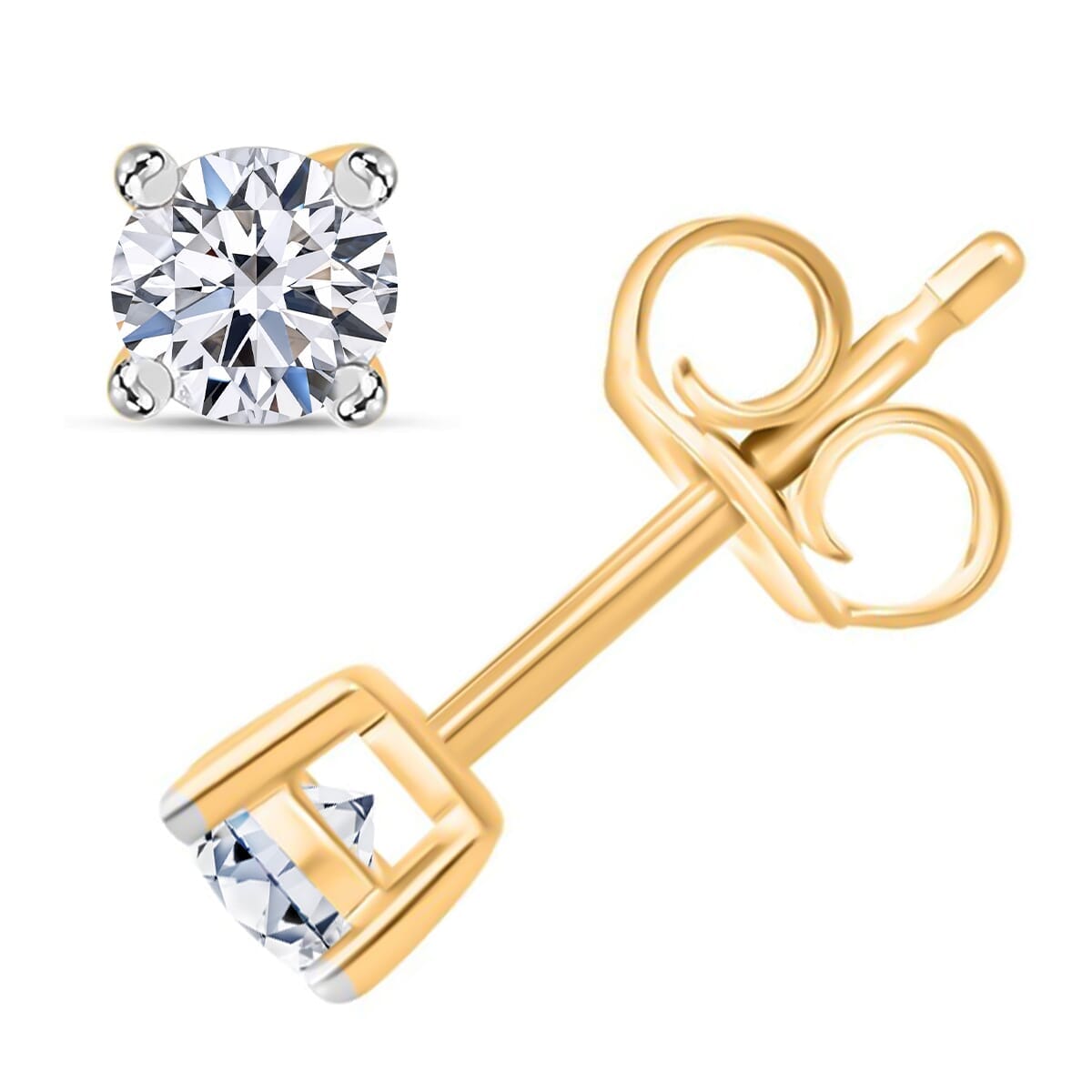 IGI Certified Luxuriant Lab Grown Diamond E-F VS 1.00 ctw Solitaire Stud Earrings in 10K Yellow Gold image number 0