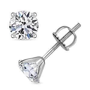 IGI Certified Luxuriant Lab Grown Diamond E-F VS 2.00 ctw Solitaire Stud Earrings in 10K White Gold (Del. in 10-12 Days)