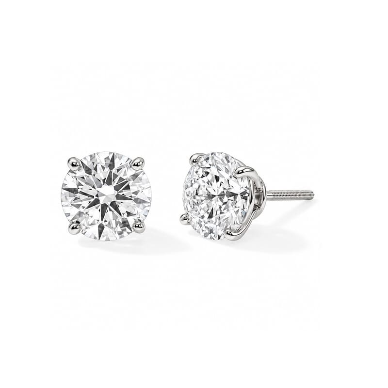 IGI Certified Luxuriant Lab Grown Diamond E-F VS 2.00 ctw Solitaire Stud Earrings in 10K White Gold