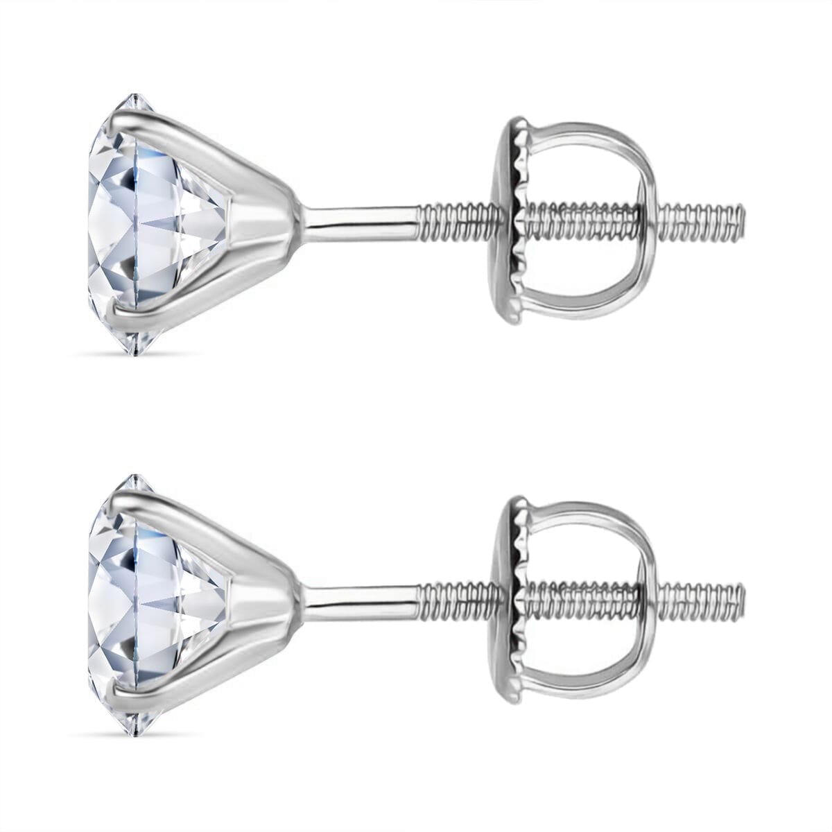 IGI Certified Luxuriant Lab Grown Diamond E-F VS 2.00 ctw Solitaire Stud Earrings in 10K White Gold image number 3