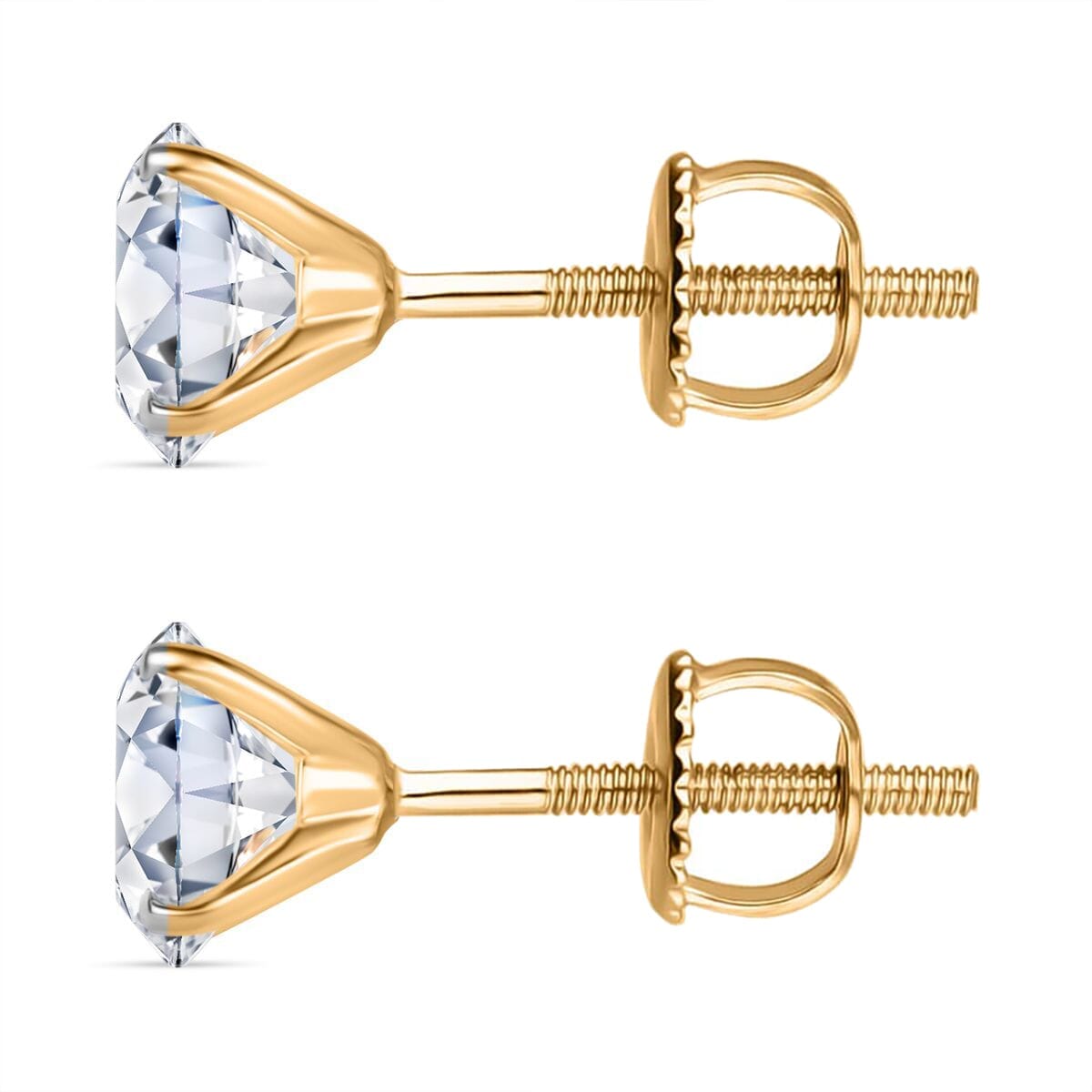 IGI Certified Luxuriant Lab Grown Diamond E-F VS 2.00 ctw Solitaire Stud Earrings in 10K Yellow Gold image number 3