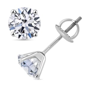 IGI Certified Luxuriant Lab Grown Diamond E-F VS 3.00 ctw Solitaire Stud Earrings in 10K White Gold