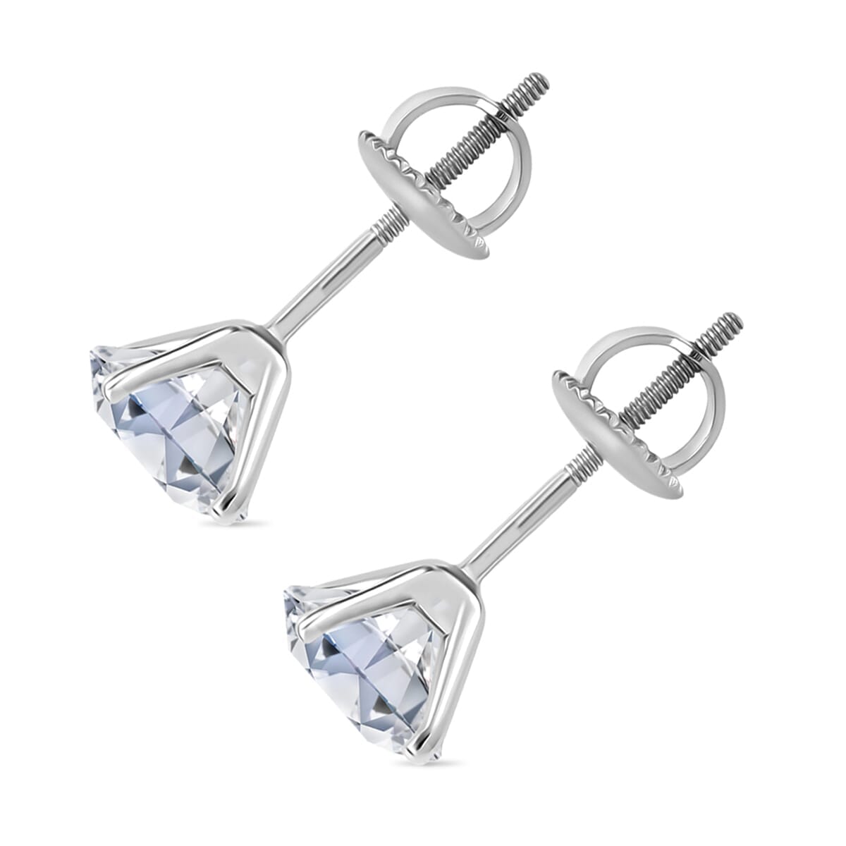 IGI Certified Luxuriant Lab Grown Diamond E-F VS 3.00 ctw Solitaire Stud Earrings in 10K White Gold image number 4