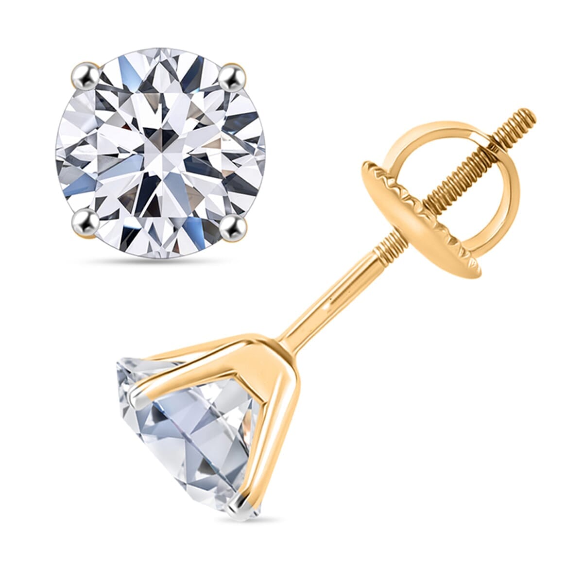 IGI Certified Luxuriant Lab Grown Diamond E-F VS 3.00 ctw Solitaire Stud Earrings in 10K Yellow Gold image number 0
