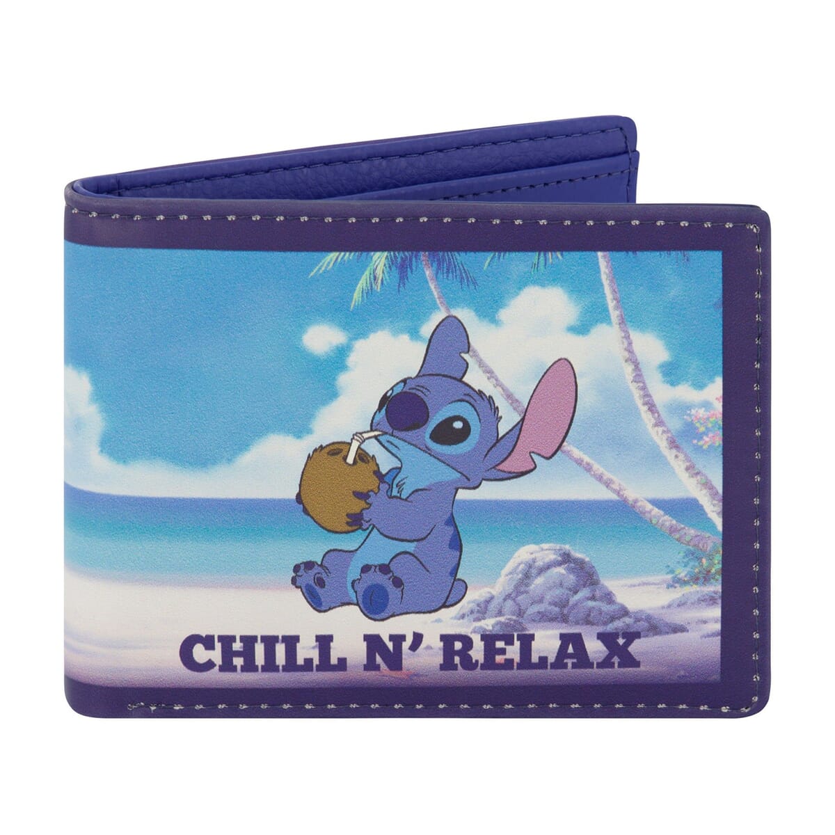 Lilo & Stitch Chill N Relax Faux Leather Bifold Wallet in Tin image number 4
